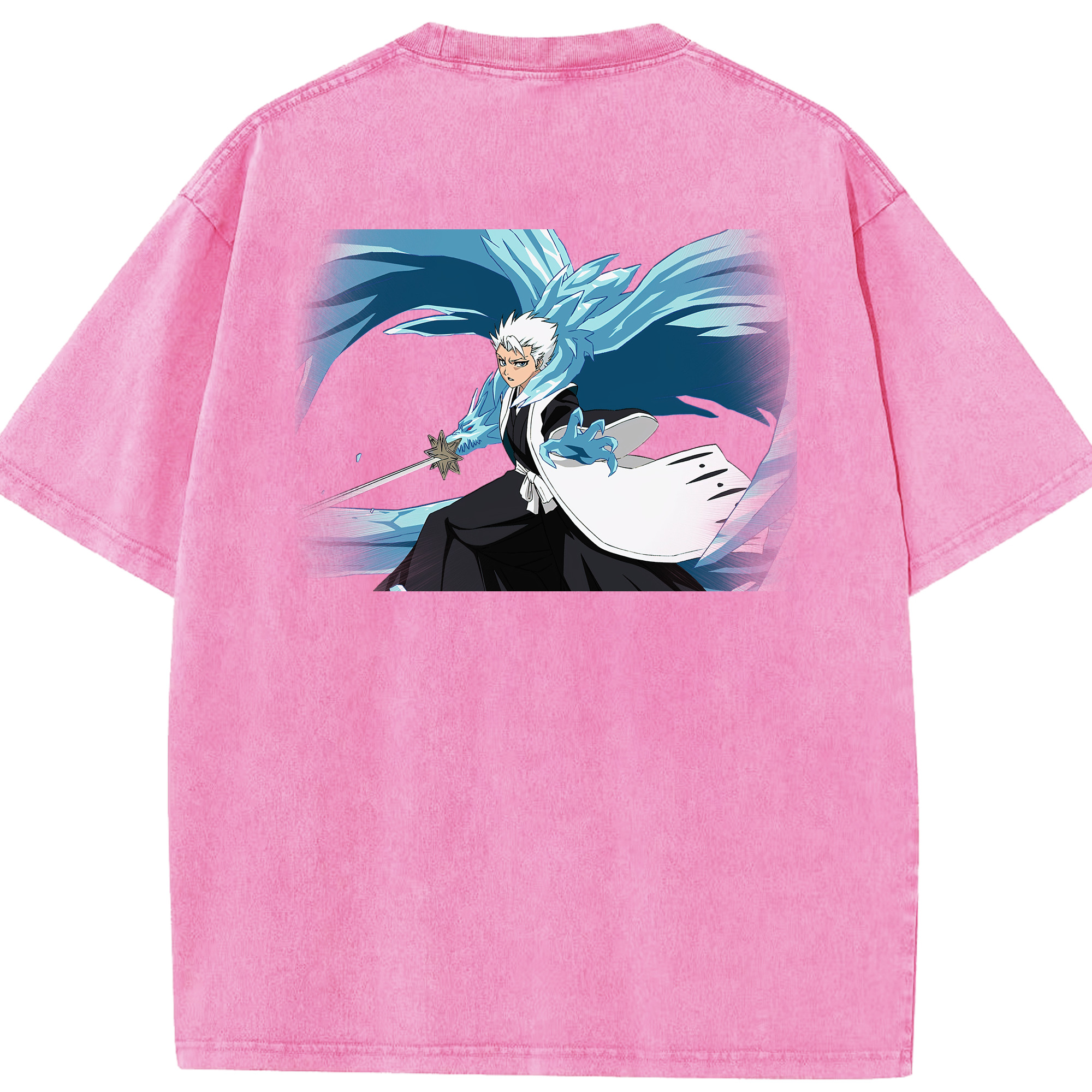 （画像用） ブリーチ 日番谷冬獅郎（ひつがや とうしろう） BLEACH Hitsugaya Toushirou 綿100% ヴィンテージ風 半袖Tシャツ（背面プリント）